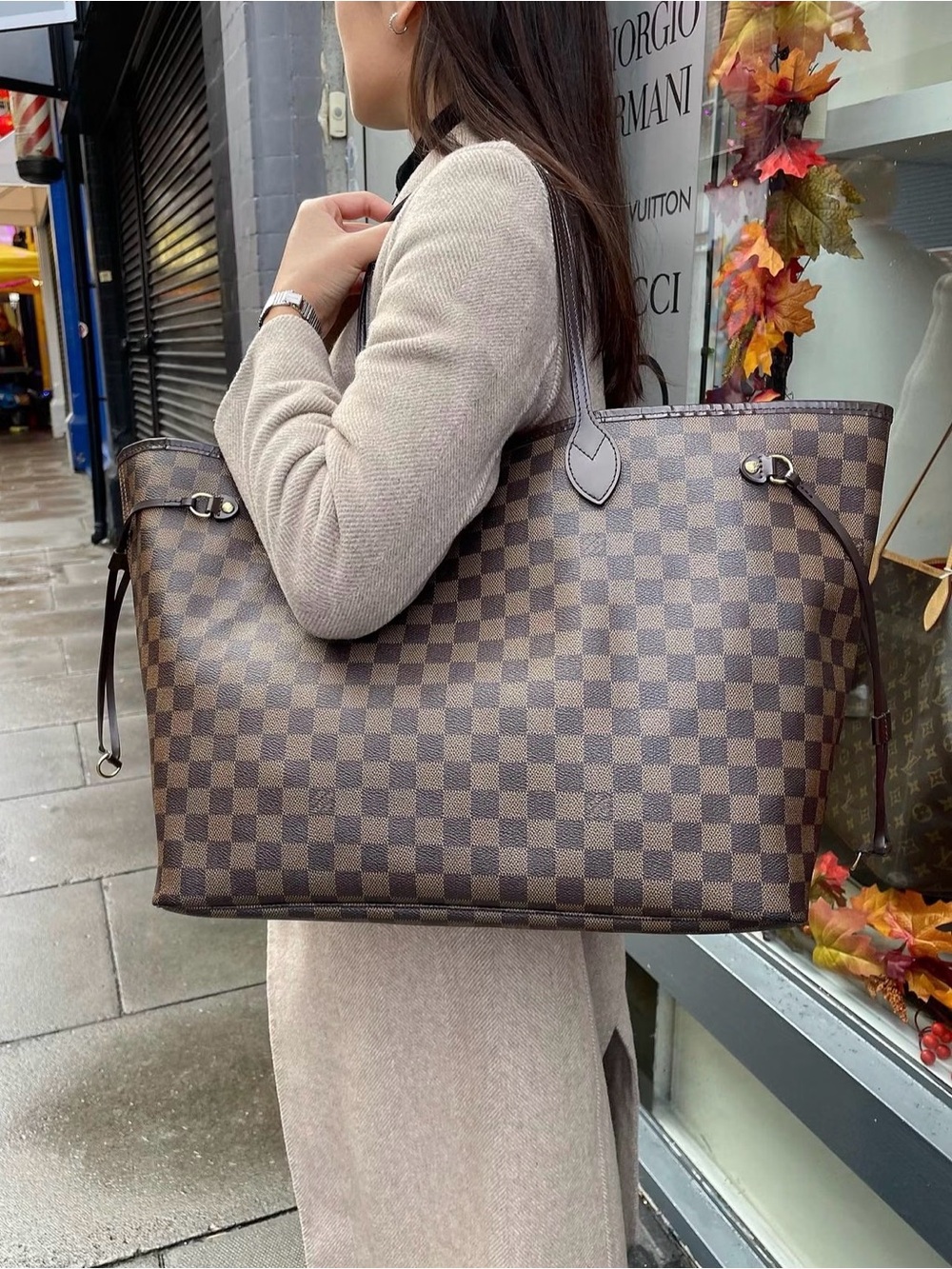 Louis Vuitton Neverfull GM N40597 Damier Ebene Tote Bag